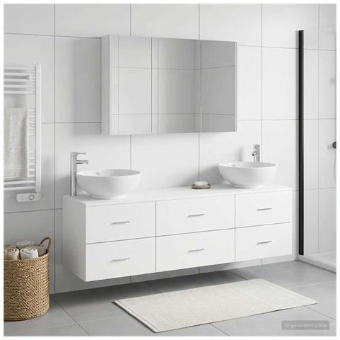 Set di mobili per il bagno 4 pcs Bianco - Foto 2