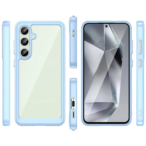 Custodia In Silicone Con Cornice In Gel Per Telefono Samsung Galaxy S24 Fe - Blu - Foto 5