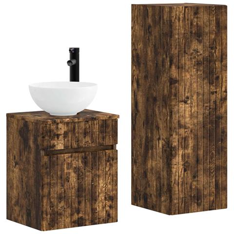 Set di mobili per il bagno 2 pz Rovere Fumo 33 x 34,5 x 100 cm - Foto 1