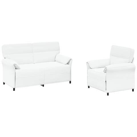 Set di divani 2 pz Bianco Tessuto - Foto 1