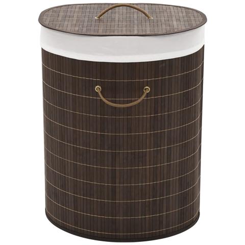Cesto Biancheria In Bamboo Ovale Marrone - Foto 1