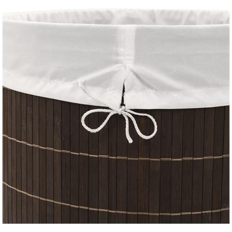 Cesto Biancheria In Bamboo Ovale Marrone - Foto 2