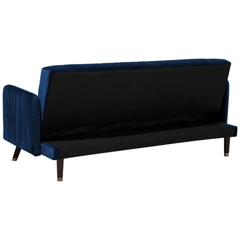 Divano Letto A 3 Posti In Tessuto Vellutato Blu Senja - Foto 18