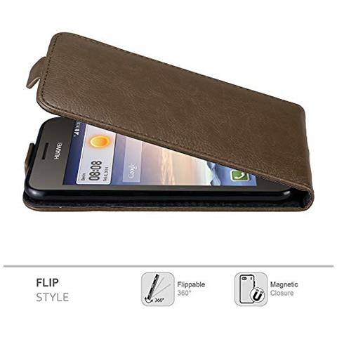 Custodia Compatibile Con Huawei Y330 In Bruno Caffè - Coperchio Protettivo In Design Flip Con Chiusura Magnetica - Foto 2