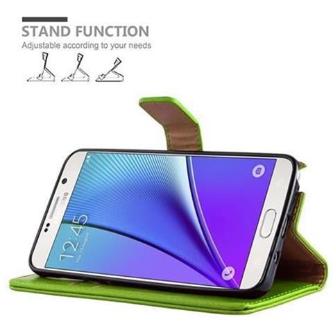 Custodia Compatibile Con Samsung Galaxy Note 5 In Verde Erbe - Coperchio Protettiva Con Chiusura Magnetica, Funzione Stand E Tasca Per Le Carte - Foto 9