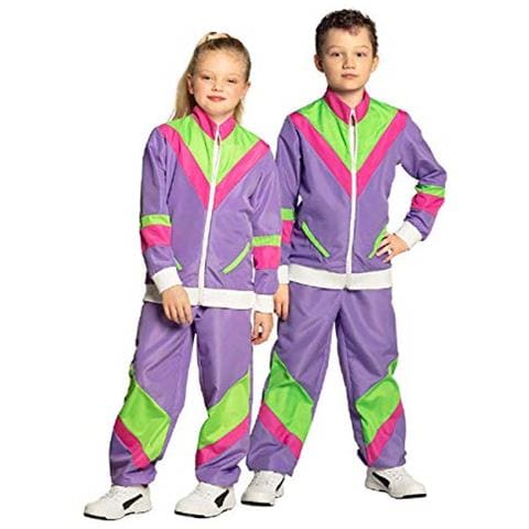 Generique - Costume Tuta Acetata Anni 80 Bambino 7 - 9 Anni (122/134 Cm) Costume Tuta Acetata Anni 80 Bambino 7 - 9 Anni (122/134 Cm)  - Foto 1