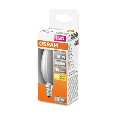 Lampadina Led Flame In Vetro Satinato - 6,5 W = 60 W - E14 - Bianco Caldo - Foto 2