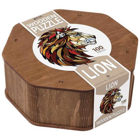 Puzzle In Legno Colorato - Leone 28 X 31 Cm - Foto 2