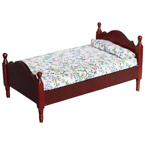 Letto in legno in miniatura per casa delle bambole in scala 1:12 con Letto in legno in miniatura per casa delle bambole in scala 1:12 con