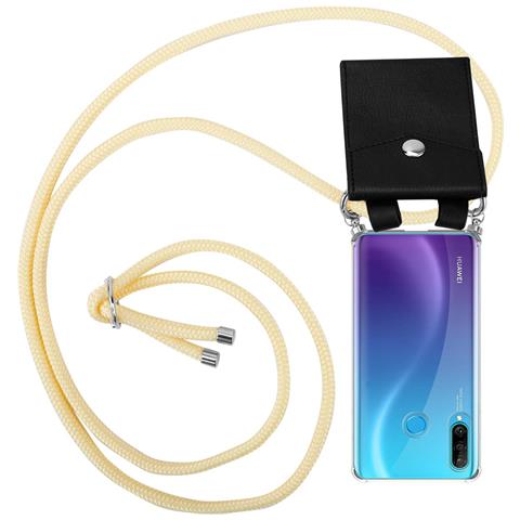 Catena Di Telefoni Cellulari Compatibile Con Huawei P30 Lite In Crema Beige - Coperchio Protettivo In Silicone Con Anelli D'argento, Cinturino In Corda E Custodia Staccabile - Foto 1