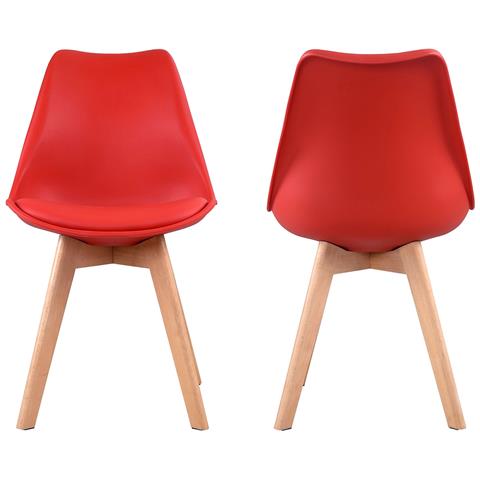 Set Di 4 Sedie Scandinave Nora Rosse Con Cuscino - Foto 11