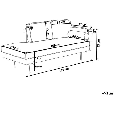 Chaise Longue Versione Destra Miramas Velluto Beige - Foto 2