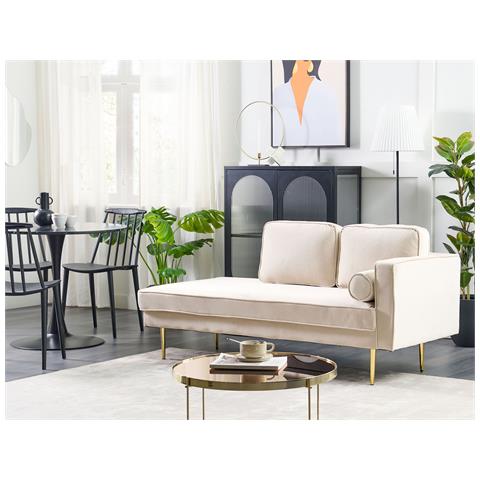 Chaise Longue Versione Destra Miramas Velluto Beige - Foto 1