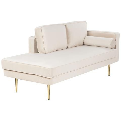 Chaise Longue Versione Destra Miramas Velluto Beige - Foto 8