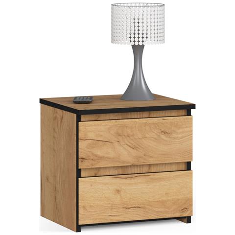 Comodino CL2, 2 cassetti, 40x35x40 cm, Colore Quercia Craft - Foto 1