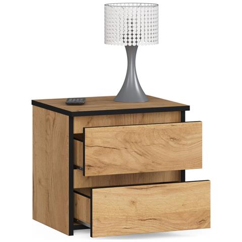 Comodino CL2, 2 cassetti, 40x35x40 cm, Colore Quercia Craft - Foto 2