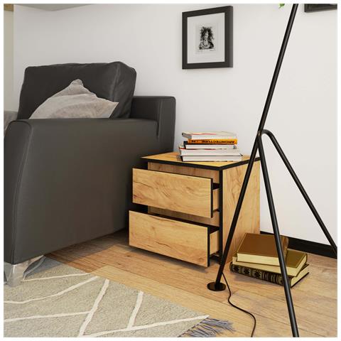 Comodino CL2, 2 cassetti, 40x35x40 cm, Colore Quercia Craft - Foto 5