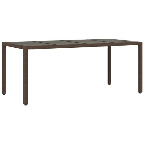 Tavolo Giardino Piano In Vetro Marrone 190x90x75 Cm Polyrattan - Foto 2