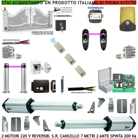 Kit Apricancello Da 7 Metri 2 Ante 3,5 Metri Motori Elettromeccanici Reversibili 220 V Centrale 2 Coppie Fotocellule 3 - Foto 1