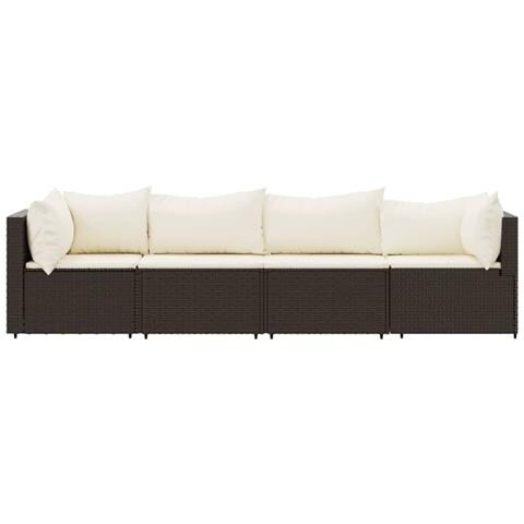 Set Mobili Da Giardino 4 Pz Con Cuscini In Polyrattan Marrone - Foto 2