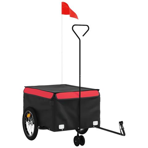 Rimorchio Da Bici Nero E Rosso 45 Kg In Ferro - Foto 2