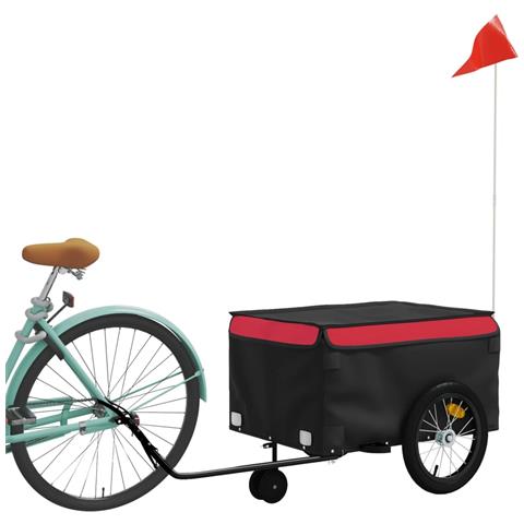 Rimorchio Da Bici Nero E Rosso 45 Kg In Ferro - Foto 3