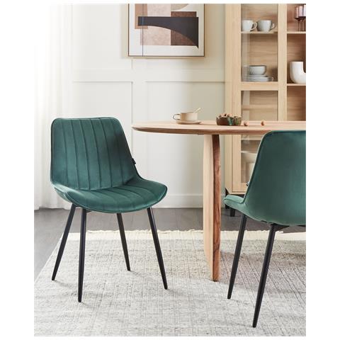 Sedia Da Pranzo Set Di 2 Velluto Verde Smeraldo Dubrovnik - Foto 1