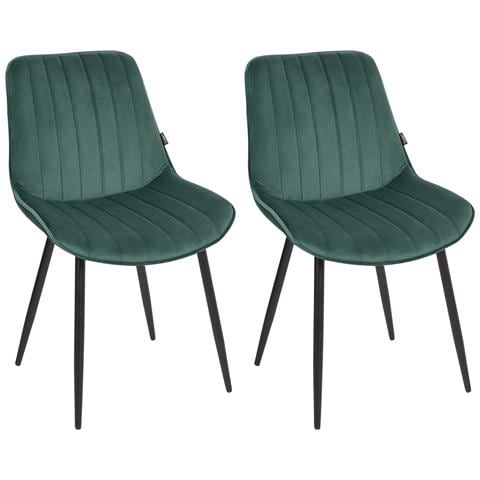 Sedia Da Pranzo Set Di 2 Velluto Verde Smeraldo Dubrovnik - Foto 2