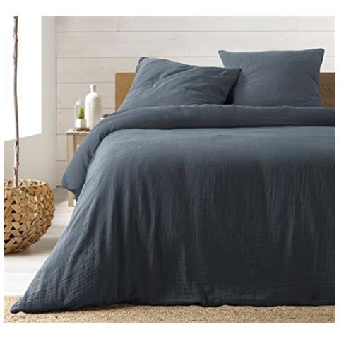 Completo Letto In Garza Di Cotone Blu 240 X 260 Cm - Foto 1