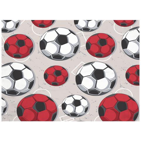 Copripiumino Sacco Piumone Pensieri Delicati Cotone Disegno Calcio Singolo Rosso - Foto 2