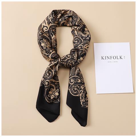 Elegante Sciarpa Quadrata In Raso 90x90cm Black - Foto 2