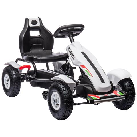Go Kart a Pedali per Bambini 5-12 Anni in Plastica e Metallo con Sedile Regolabile e Freno a Mano, 121x58x61 cm - Foto 1