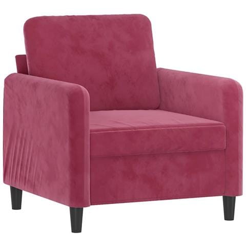 Poltrona Rosso Vino 60 Cm Velluto - Foto 2
