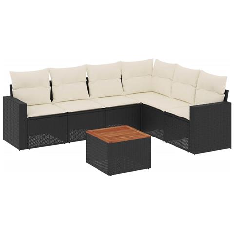 Set Divani Da Giardino Con Cuscini 7pz Nero Polyrattan - Foto 2