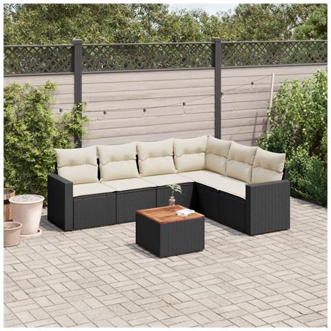Set Divani Da Giardino Con Cuscini 7pz Nero Polyrattan - Foto 1