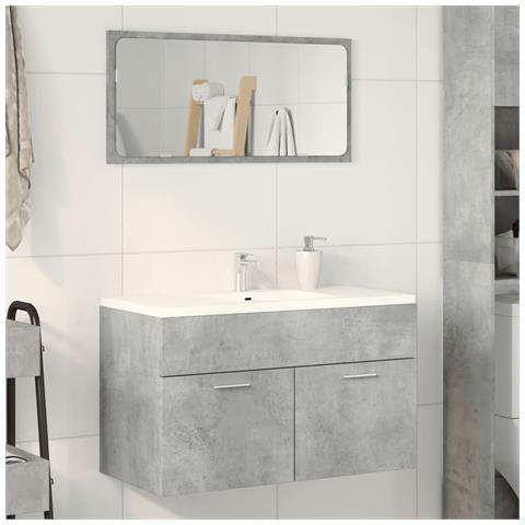 Mobile Lavabo Bagno Grigio Cemento 90x38,5x46 Cm Multistrato - Foto 3