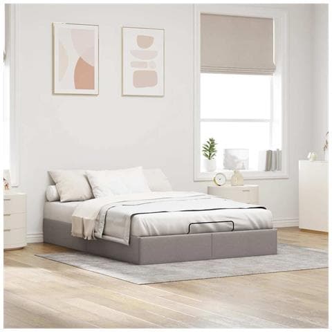 Struttura Letto Pouf Senza Materasso Tortora 140x190 Cm Tessuto - Foto 3