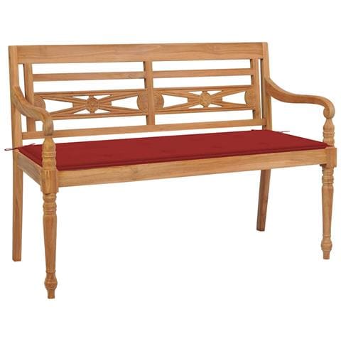 Panca Batavia Con Cuscino Rosso 120 Cm In Massello Di Teak - Foto 2