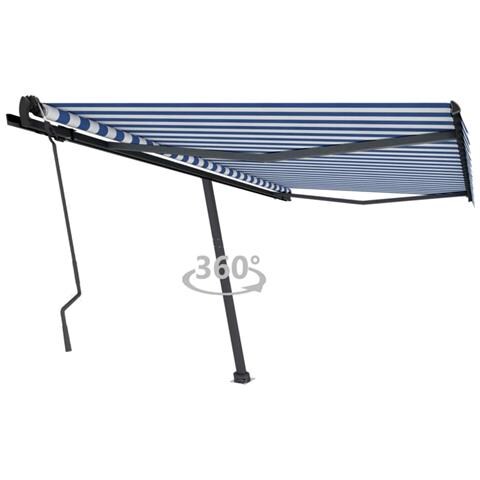 Tenda Retrattile Manuale Con Palo 450x350 Cm Arancione Marrone - Foto 2