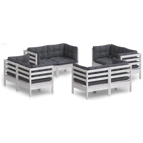 Lusso Casadino - Set Divani Da Giardino 8 Pz E Cuscini Antracite Legno Di Pino - Foto 1