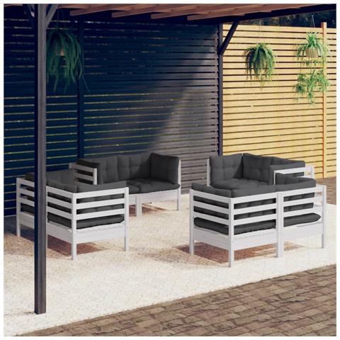 Lusso Casadino - Set Divani Da Giardino 8 Pz E Cuscini Antracite Legno Di Pino - Foto 8
