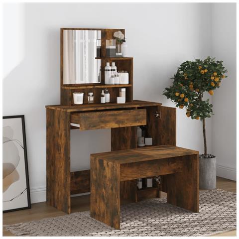 Lusso Casadino -  Toeletta Con Specchio Rovere Fumo 86,5x35x136 Cm - Foto 2