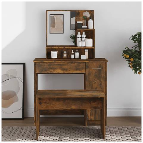 Lusso Casadino -  Toeletta Con Specchio Rovere Fumo 86,5x35x136 Cm - Foto 8