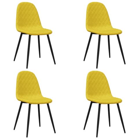 Sedie Da Pranzo 4 Pz Giallo Senape In Velluto - Foto 1