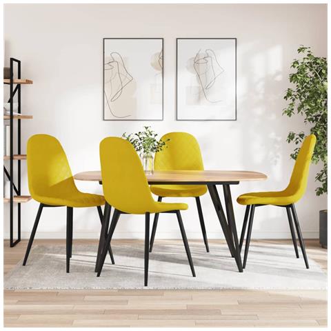 Sedie Da Pranzo 4 Pz Giallo Senape In Velluto - Foto 8