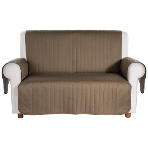 Copridivano Bicolor In Cotone Colore Marrone Misura 2 Posti - Foto 4