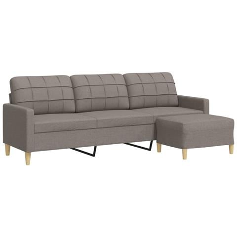 Divano a 3 Posti con Poggiapiedi Tortora 210 cm in Tessuto - Foto 1