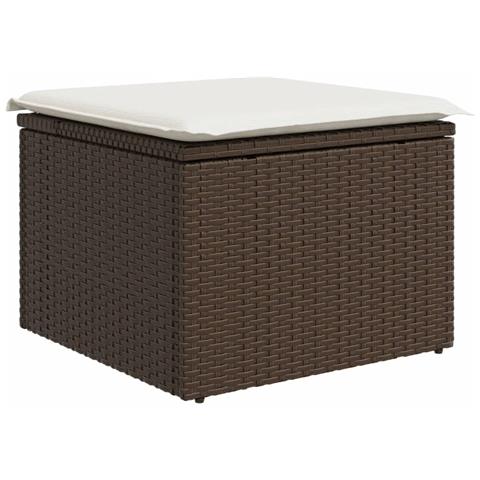 Sgabello Giardino con Cuscino Marrone 55x55x37 cm in Polyrattan - Foto 1