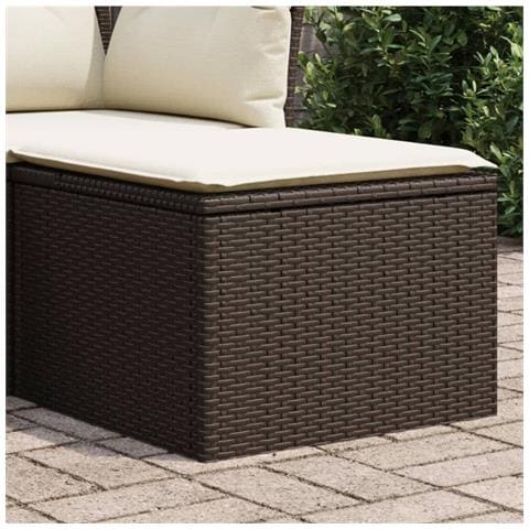 Sgabello Giardino con Cuscino Marrone 55x55x37 cm in Polyrattan - Foto 2