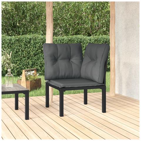 Poltrona Angolare Giardino con Cuscini Polyrattan Nero e Grigio - Foto 2